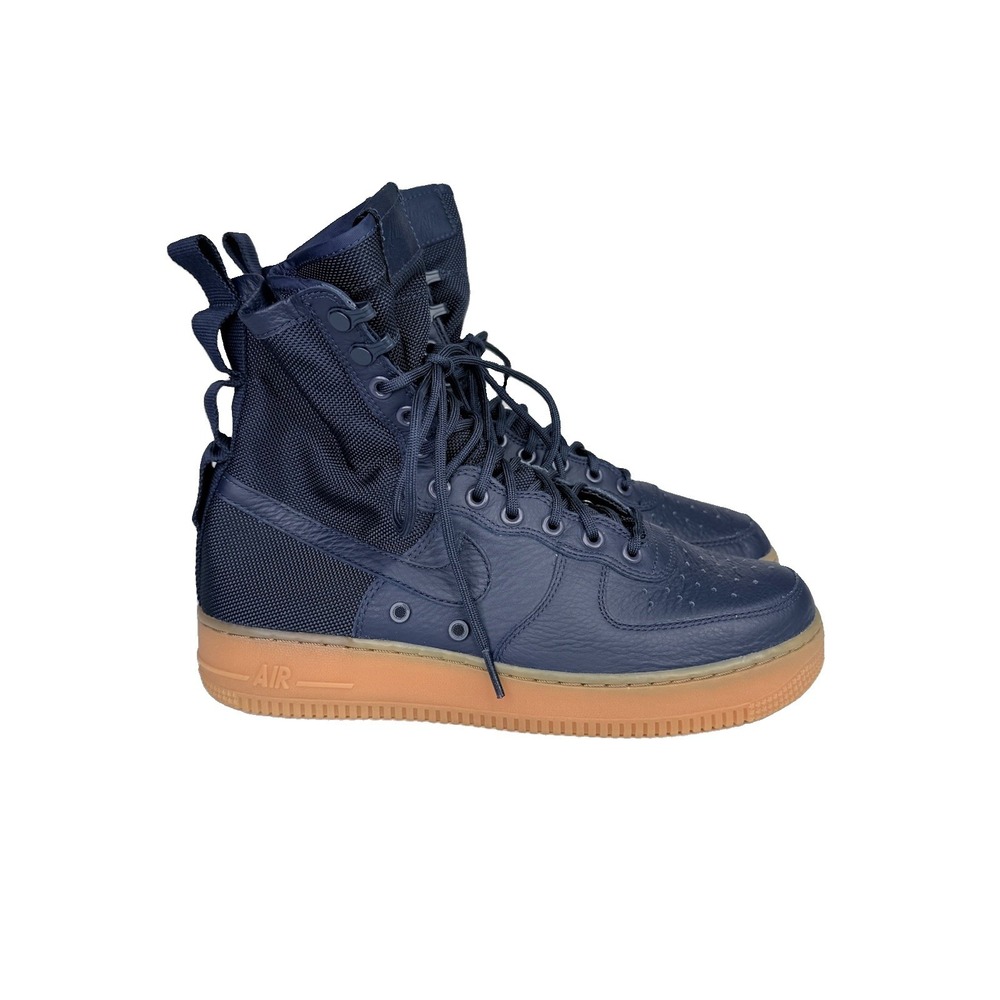 Nike Men's Air Force 1 SF High Size 8.5 Midnight Navy Gum Bottom 864024-400